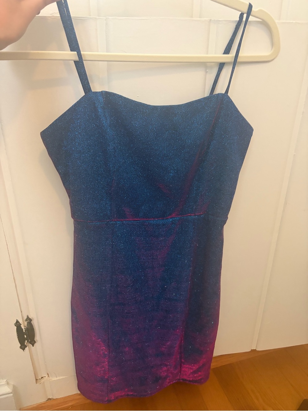 Lulus Sparkle Ombre Blue to Purple Spaghetti Strap Dress